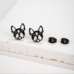 French Bulldog Stud Earrings, Frenchie Earrings, Black French Bulldog Earrings
